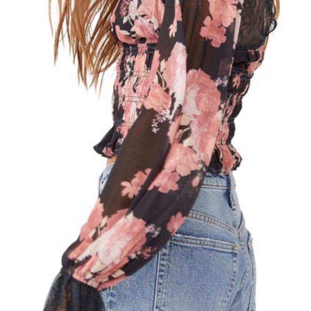 NWT- Free People Pink and black Colorful flowers add a touch of everyday romance - Picture 3 of 10